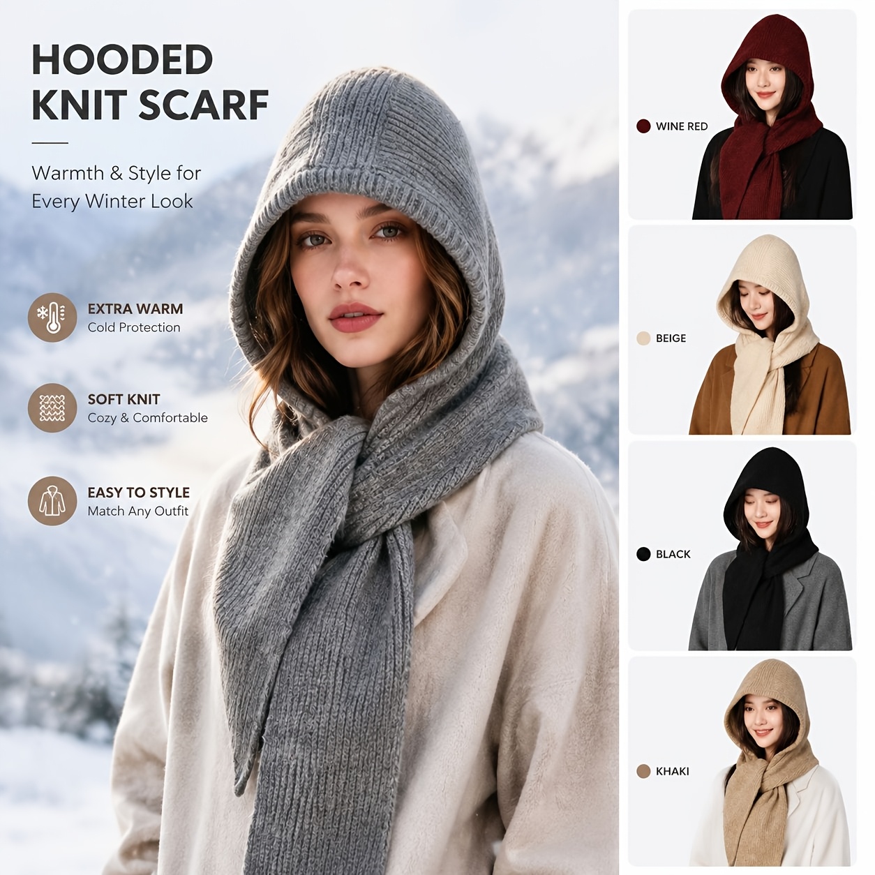 Women Men Hooded Scarf All-in- - Men Accessories All 评论和价格